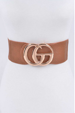 Load image into Gallery viewer, Plus Size Embossed Logo Elastic Belt - Camel Dazzled By B