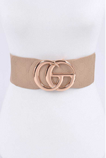 Load image into Gallery viewer, Plus Size Embossed Logo Elastic Belt - Nude Dazzled By B