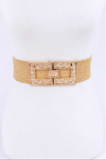Load image into Gallery viewer, Plus Size Square Buckle Elastic Belt - Khaki Dazzled By B