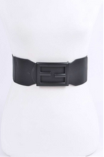 Load image into Gallery viewer, Plus Size Tonal Buckle Elastic Belt - Black Dazzled By B