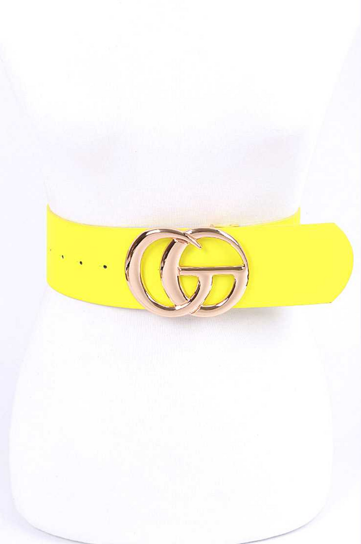 Neon Yellow CG Logo Fashion Belt Dazzled By B