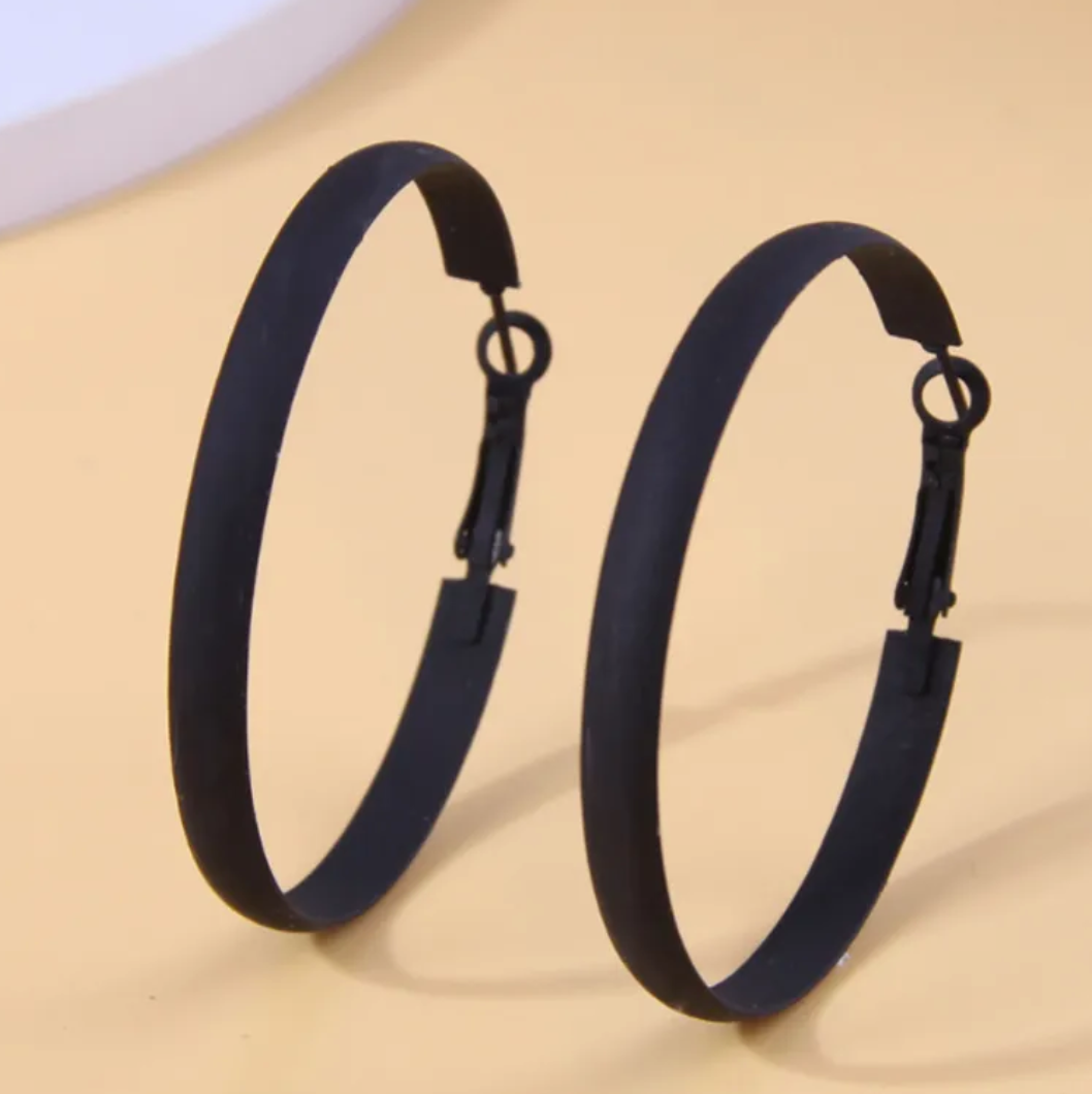 Matte Black Hoops Dazzled By B