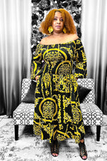 Load image into Gallery viewer, Black & Gold Smocked Dress Dazzled By B
