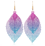 Load image into Gallery viewer, Retro Leaf Earrings - Blue & Purple Dazzled By B