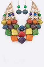 Load image into Gallery viewer, Gold Engraved Beads Statement Layer Necklace Set Dazzled By B
