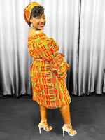 Load image into Gallery viewer, Kente Off Shoulder Dress Style 2 Dazzled By B