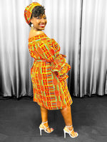 Load image into Gallery viewer, Kente Off Shoulder Dress Style 2 Dazzled By B
