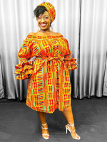 Load image into Gallery viewer, Kente Off Shoulder Dress Style 2 Dazzled By B
