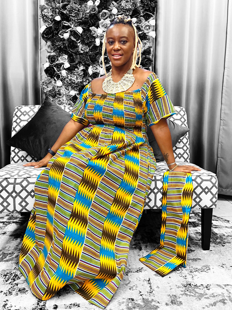 Kente Print Smocked Dress Dazzled By B