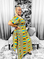 Load image into Gallery viewer, Kente Print Smocked Dress Dazzled By B
