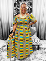 Load image into Gallery viewer, Kente Print Smocked Dress Dazzled By B