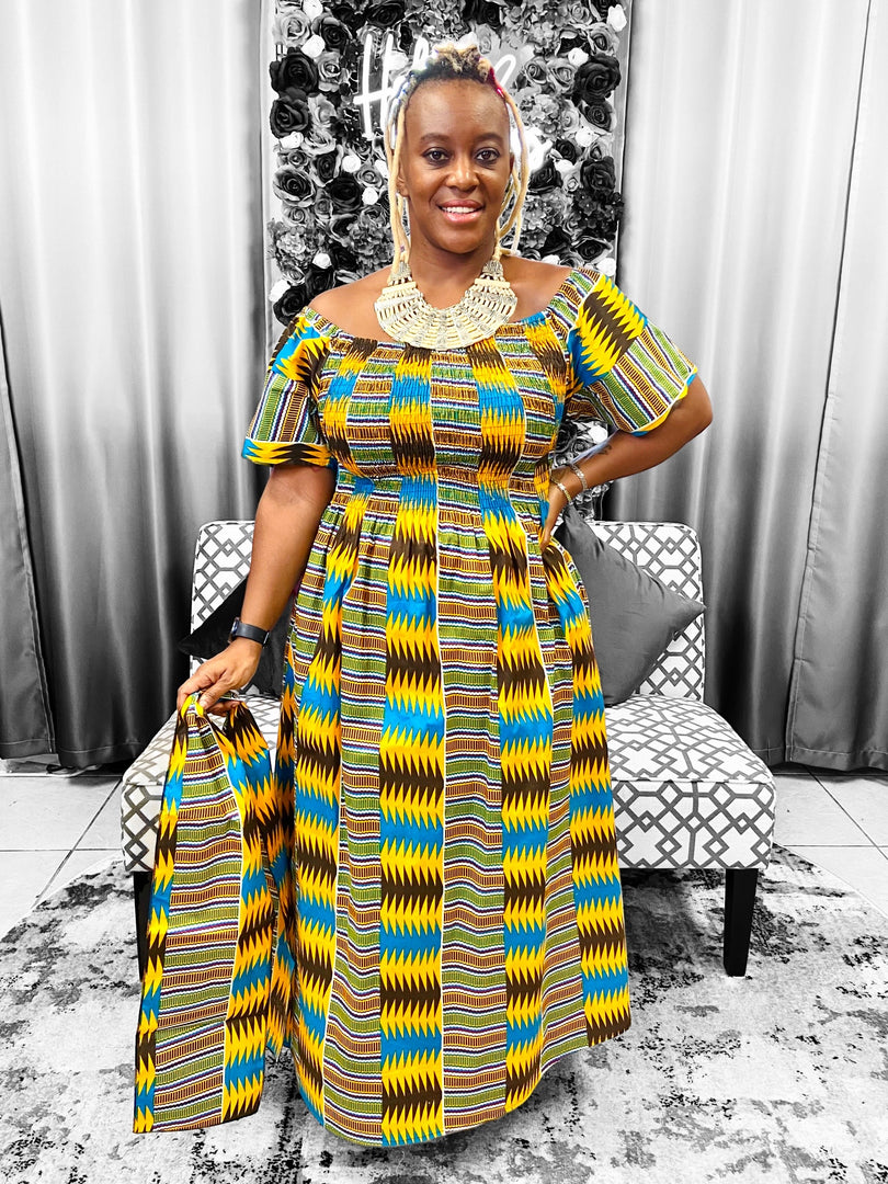 Kente Print Smocked Dress Dazzled By B