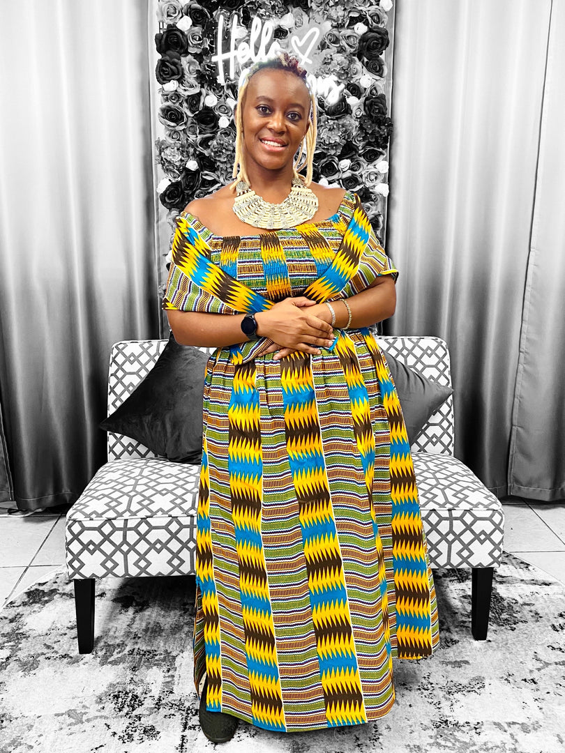 Kente Print Smocked Dress Dazzled By B