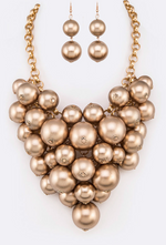 Load image into Gallery viewer, Mix Beads Statement Necklace Set - Gold/Champagne Color Dazzled By B

