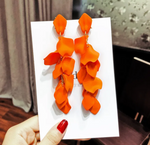Load image into Gallery viewer, Rose Petal Acrylic Earrings - Orange Dazzled By B