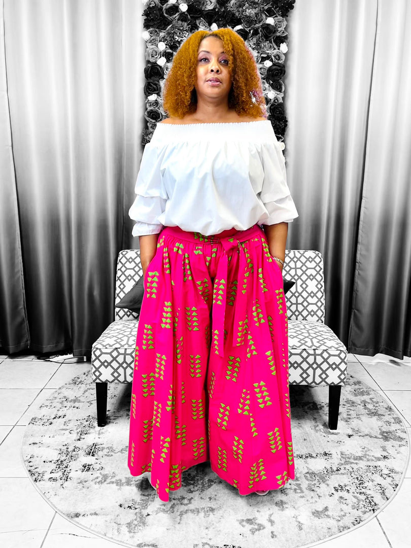 Pink & Green Palazzo Pants Dazzled By B