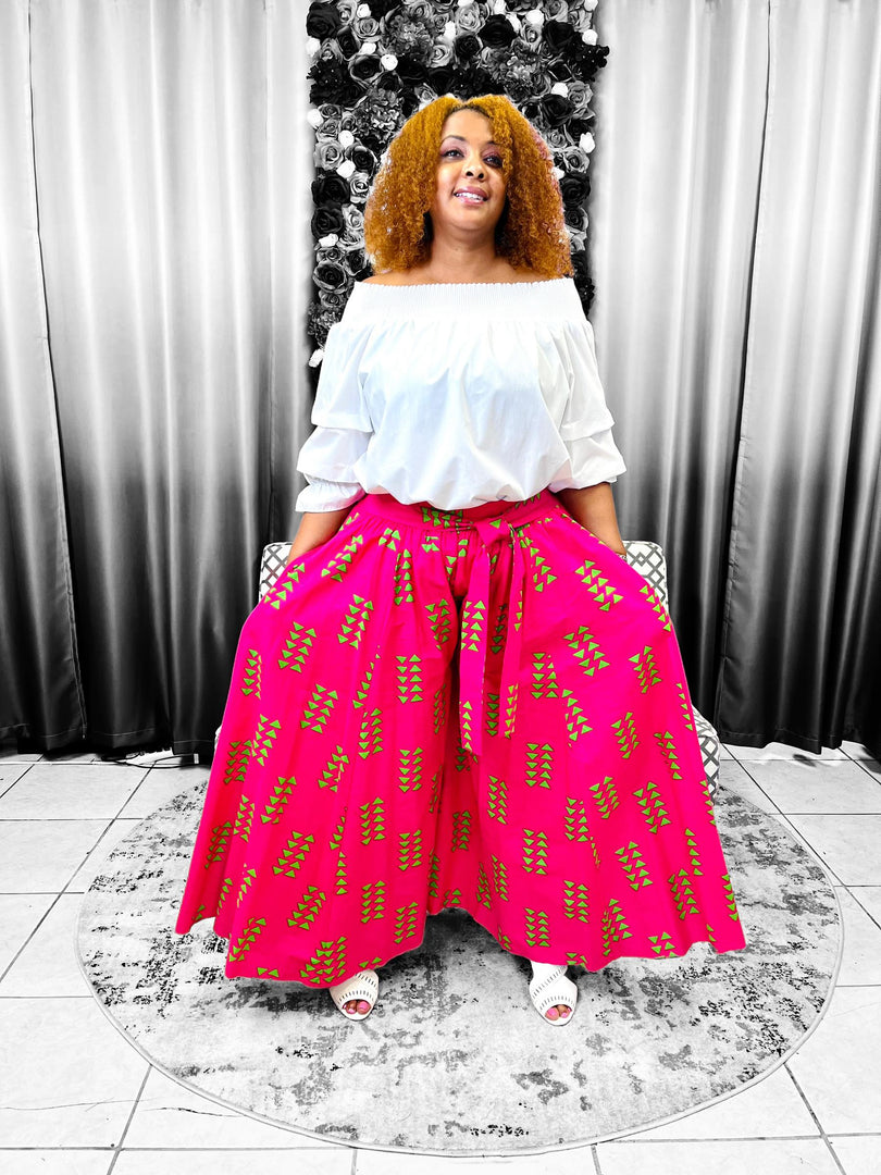 Pink & Green Palazzo Pants Dazzled By B