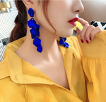 Load image into Gallery viewer, Rose Petal Acrylic Earrings - Royal Blue Dazzled By B