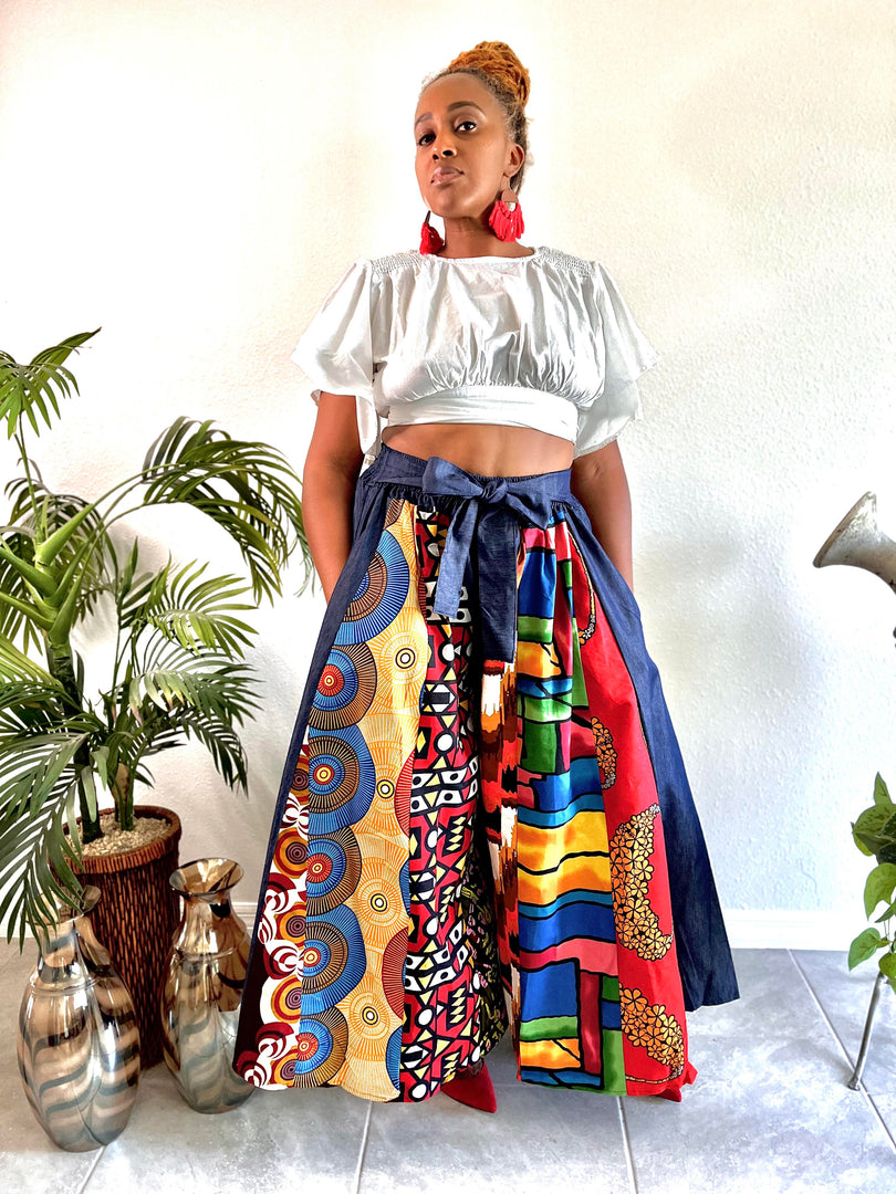 Denim Patchwork Palazzo Pants Dazzled By B