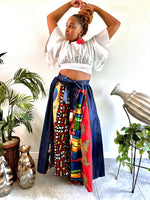 Load image into Gallery viewer, Denim Patchwork Palazzo Pants Dazzled By B