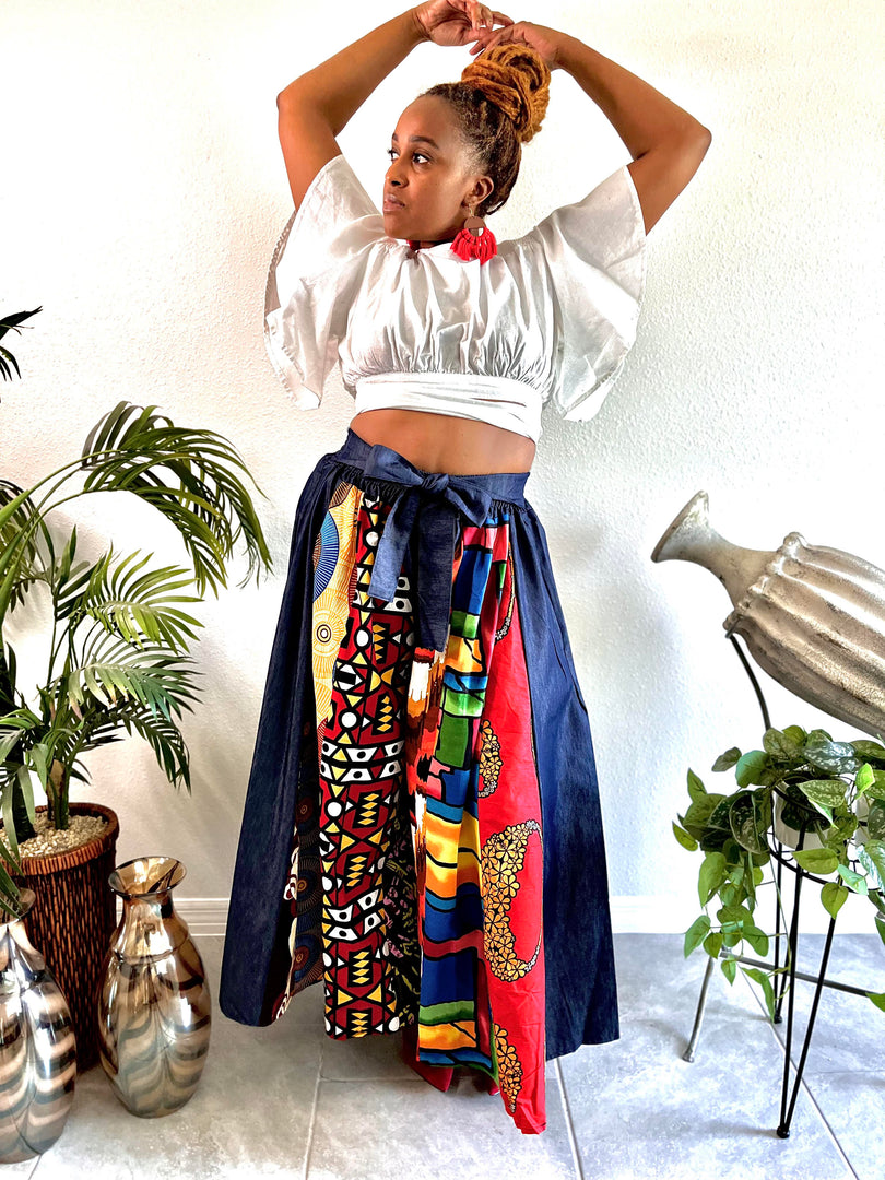 Denim Patchwork Palazzo Pants Dazzled By B