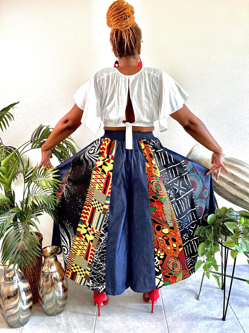 Denim Patchwork Palazzo Pants Dazzled By B