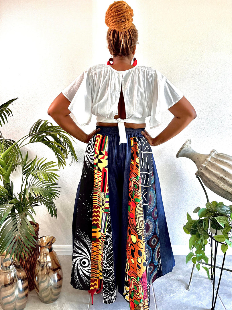 Denim Patchwork Palazzo Pants Dazzled By B