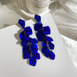 Load image into Gallery viewer, Rose Petal Acrylic Earrings - Royal Blue Dazzled By B