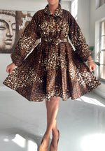 Load image into Gallery viewer, Animal Print Trench Coat Dress Dazzled By B
