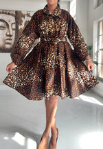 Load image into Gallery viewer, Animal Print Trench Coat Dress Dazzled By B