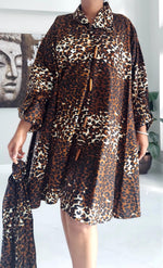 Load image into Gallery viewer, Animal Print Trench Coat Dress Dazzled By B
