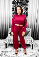 Load image into Gallery viewer, Call me Hoodie Set - Burgundy Dazzled By B
