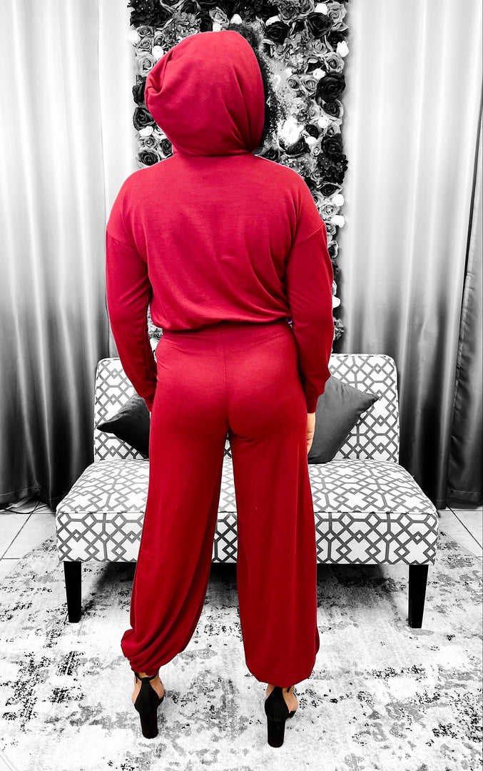 Call me Hoodie Set - Burgundy Dazzled By B