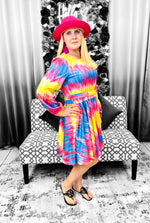 Load image into Gallery viewer, Colorblock Lantern Sleeve Casual Dress Dazzled By B