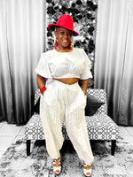 Load image into Gallery viewer, White Crop Top Set Dazzled By B