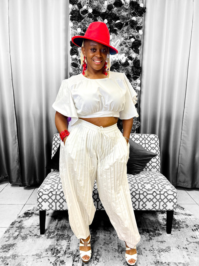 White Crop Top Set Dazzled By B