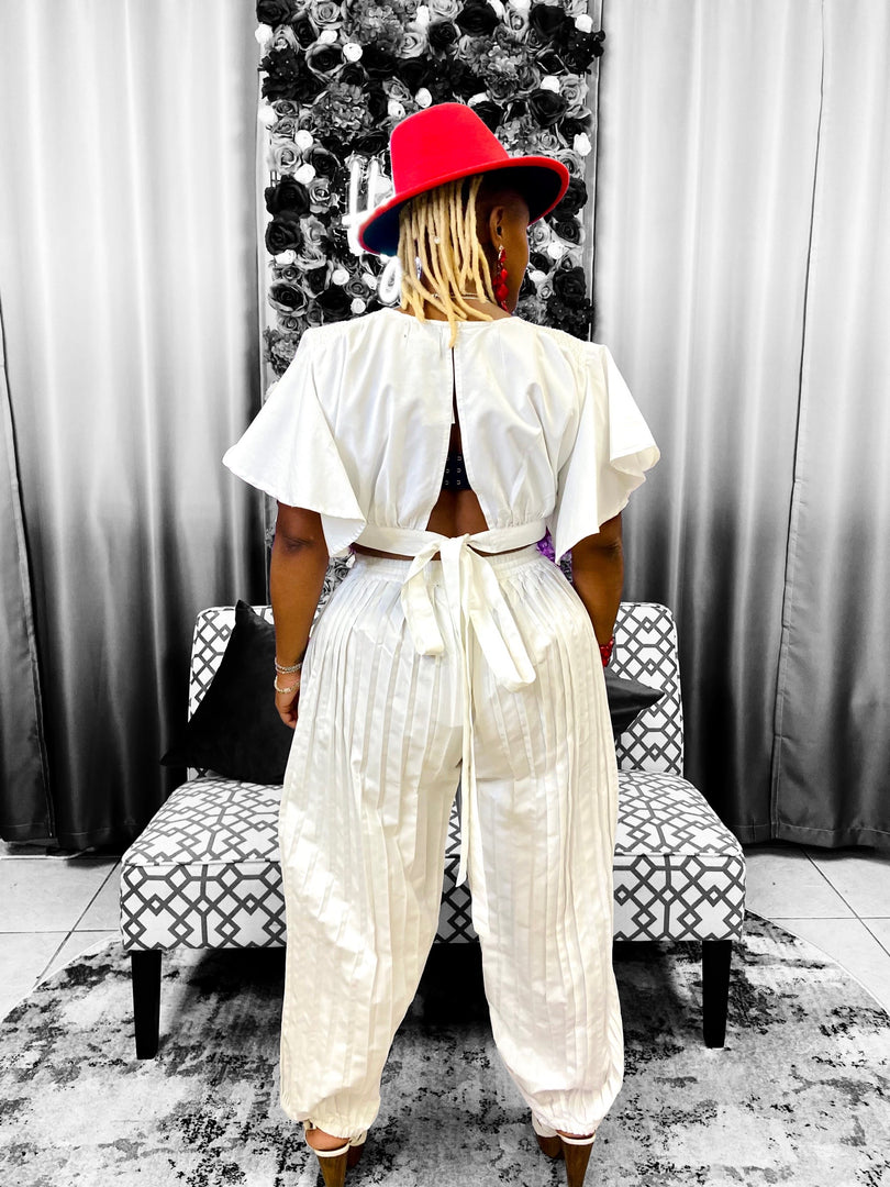 White Crop Top Set Dazzled By B