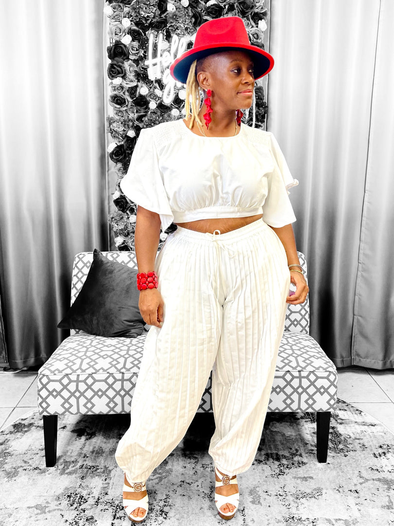 White Crop Top Set Dazzled By B