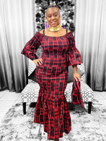 Load image into Gallery viewer, Kente Print Dress Burgundy Dazzled By B