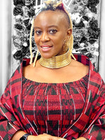 Load image into Gallery viewer, Kente Print Dress Burgundy Dazzled By B