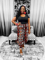 Load image into Gallery viewer, Women Long Palazzo Pants - Tribal Print Red & White Dazzled By B