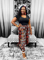 Load image into Gallery viewer, Women Long Palazzo Pants - Tribal Print Red & White Dazzled By B