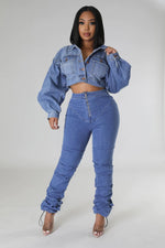 Load image into Gallery viewer, Denim Crop Jacket Dazzled By B