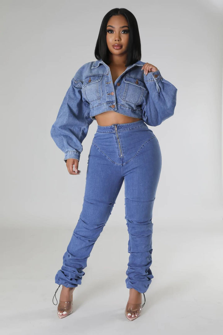 Denim Crop Jacket Dazzled By B
