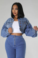 Load image into Gallery viewer, Denim Crop Jacket Dazzled By B