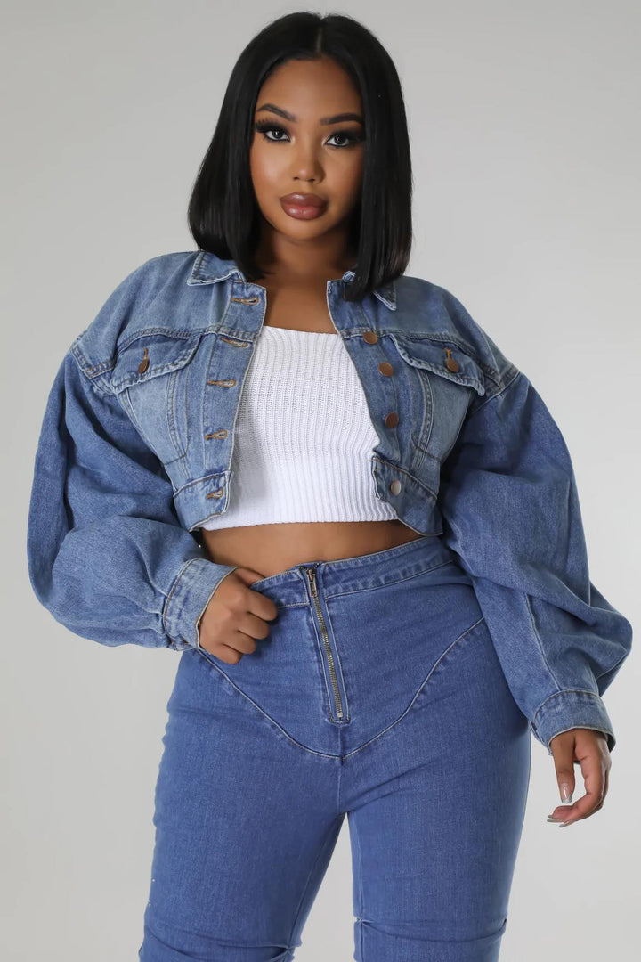 Denim Crop Jacket Dazzled By B