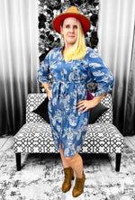 Load image into Gallery viewer, Denim Floral Dress Dazzled By B
