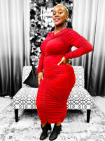 Load image into Gallery viewer, Fall Ruched Dress - Wine Color Dazzled By B