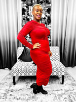 Load image into Gallery viewer, Fall Ruched Dress - Wine Color Dazzled By B