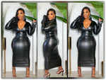 Load image into Gallery viewer, Faux Leather Liquid Dress Dazzled By B